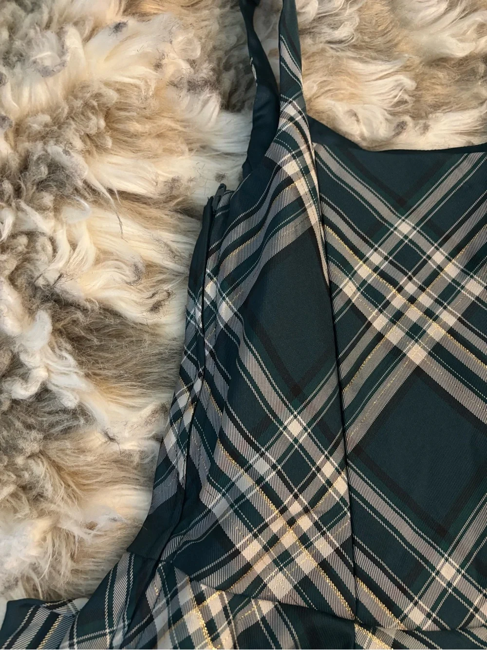 Girls Green Plaid Bow-Accent Party Holiday Dress